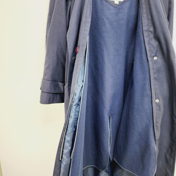 SOPHISTICATE PETITE  Navy Blue Thermal Double-Breasted Trench Coat Size 0 Womens - Picture 8 of 14
